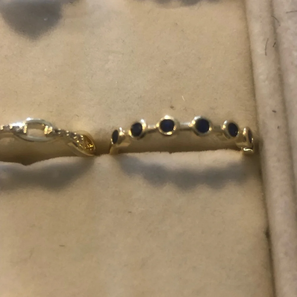 Gold-tone Ring with Blue Stone Accents